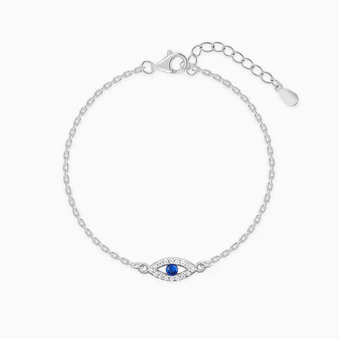 Silver Evil Eye Blue Bracelet