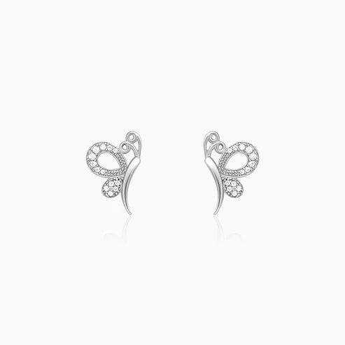 Silver Love Like A Butterfly Studs